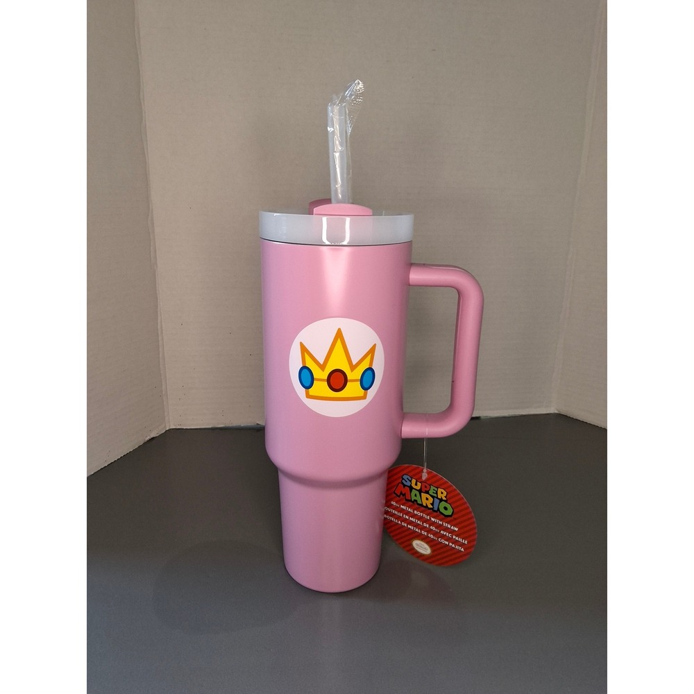 Nintendo Super Mario Princess Peach 40oz Metal Tumbler Pink Crown MBWS0009 NEW